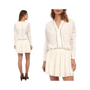 Free People Drop Waist Ivory Long Sleeve Dress​​​​